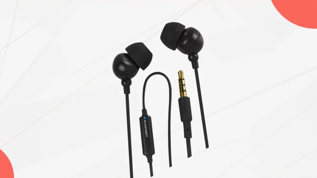 Blaupunkt EM01 in-Ear Wired Earphone with Mic and Deep Bass HD Sound Mobile Headset with Noise Isolation and with customized Extra Ear gels