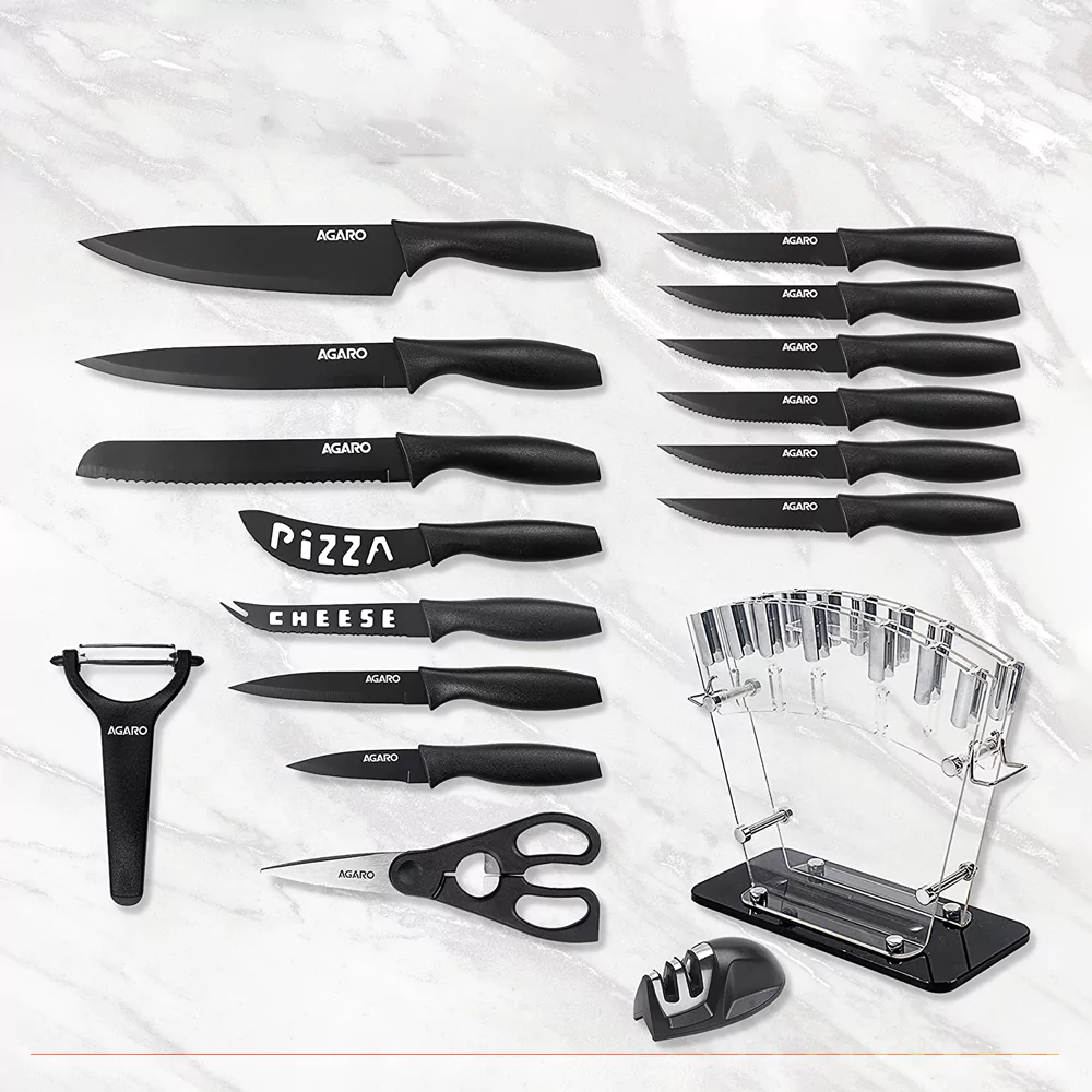 AGARO Grand 17 Pcs High Carbon Stainless Steel Professional Chef Kitchen Knives Set