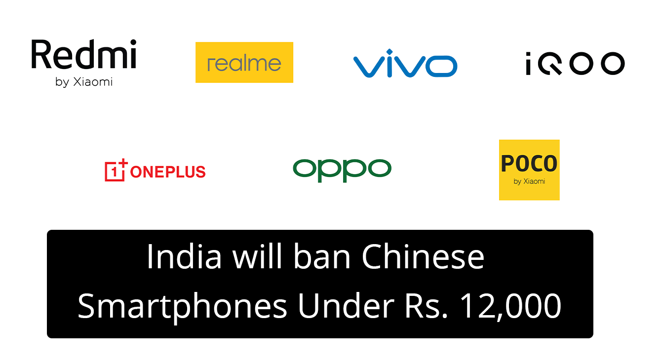 After Chinese Applications, India will ban Chinese Smartphones Under Rs. 12,000.