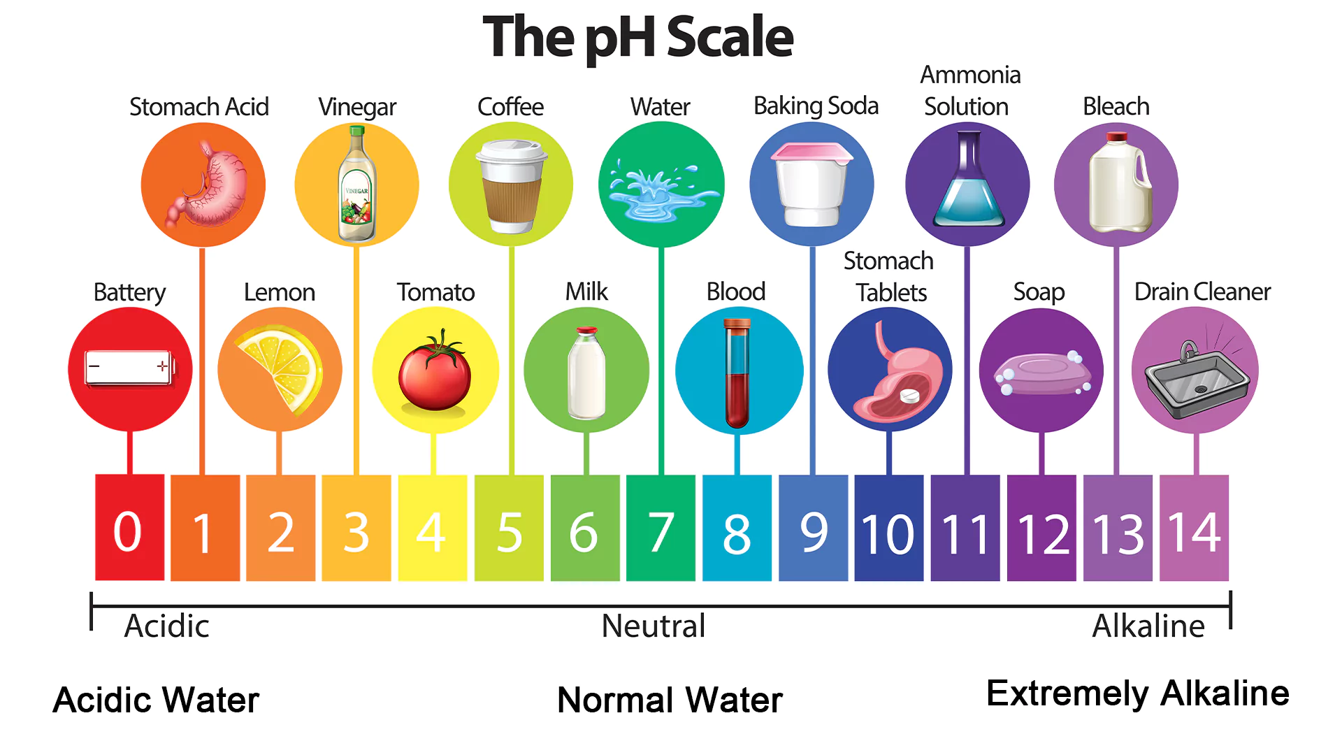 pH scale of water