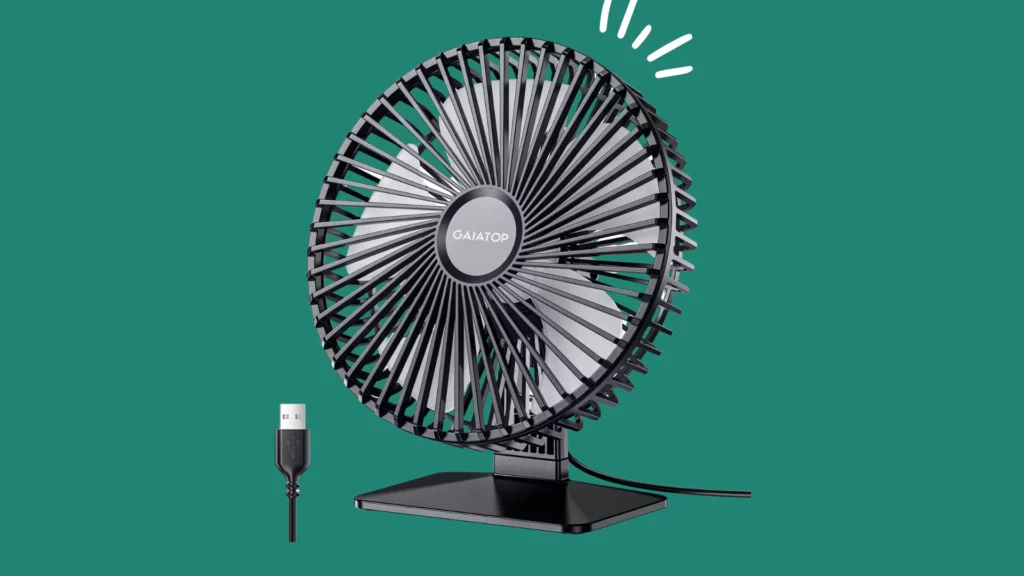 Gaiatop Small Table Fan, 6.5 Inch Portable Mini Powerful Desktop Table Fan with 3 Speeds 90° Adjustable Small Personal Cooling Fan for Home Office