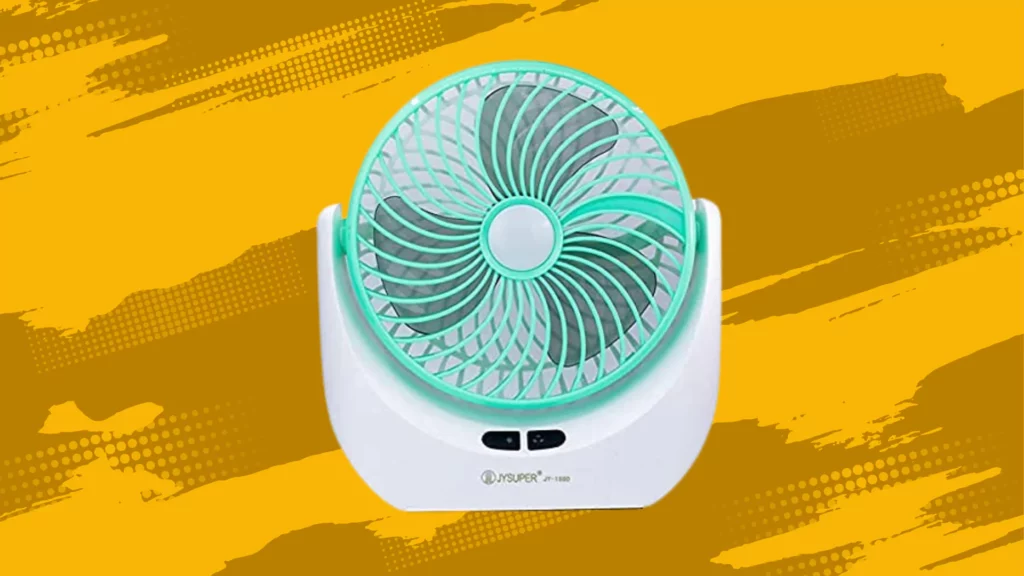 Piesome Powerful Rechargeable 1.88 Watts High-Speed Table Fan with LED Light for Home, Office Desk, Kitchen 