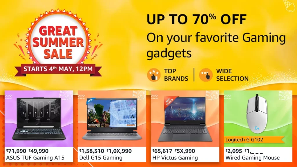 Amazon Great Summer Sale 2023: Offers Up to 70% Off on Gaming Laptops and Gadgets