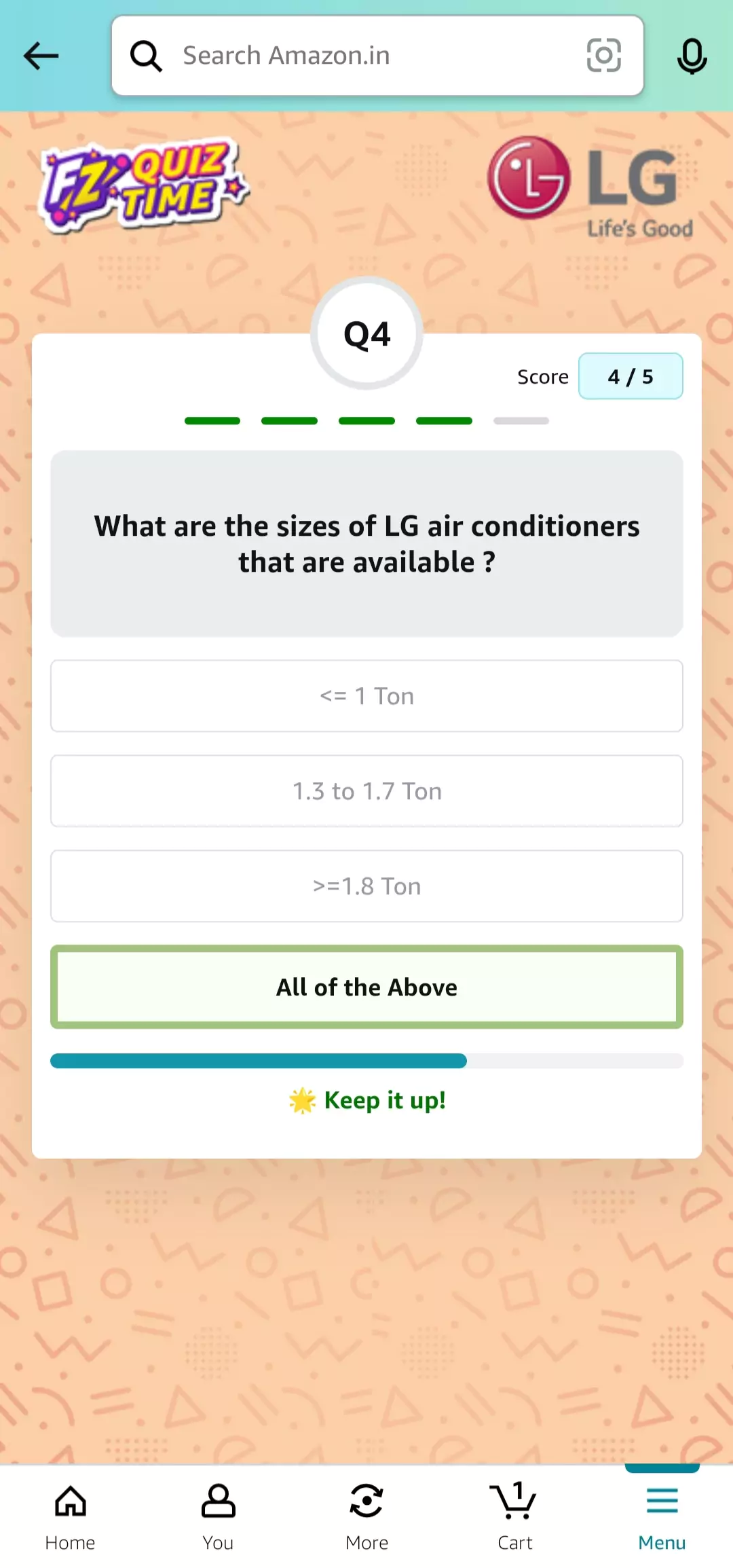 Amazon LG AC Quiz Answer 4