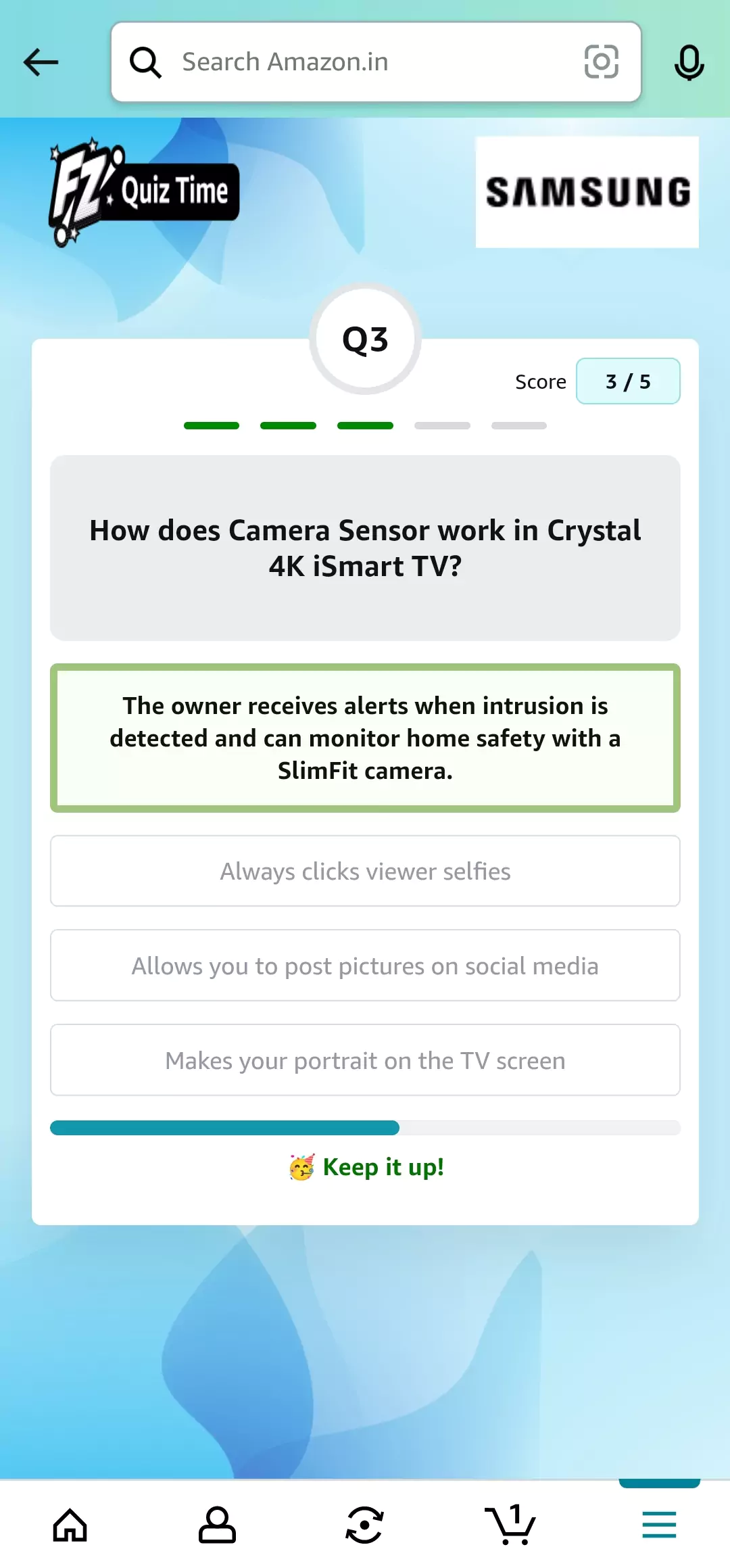 Amazon Samsung Crystal iSmart TV Quiz Answer 3