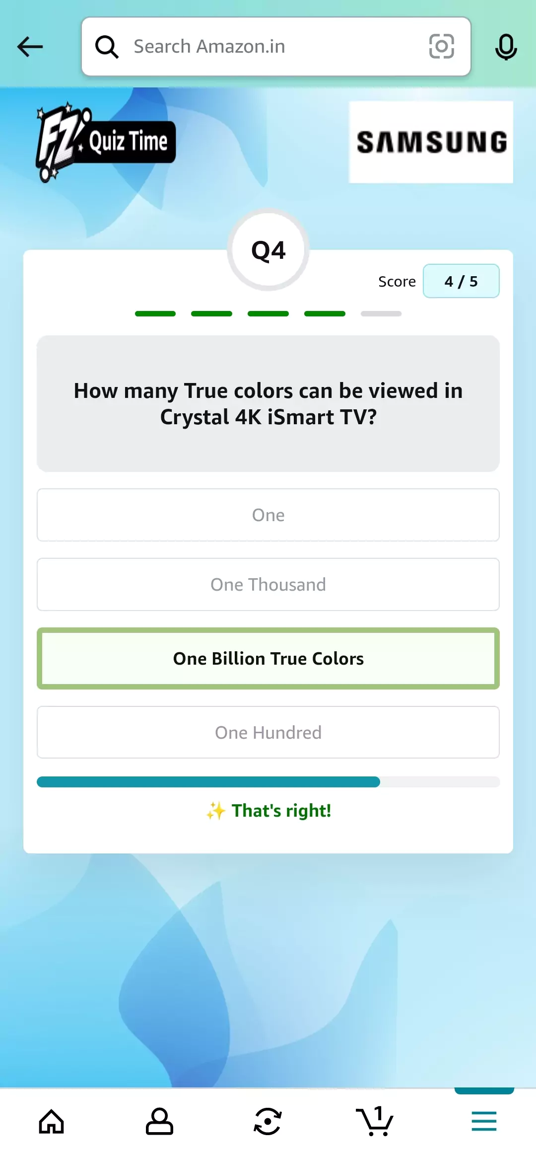 Amazon Samsung Crystal iSmart TV Quiz Answer 4