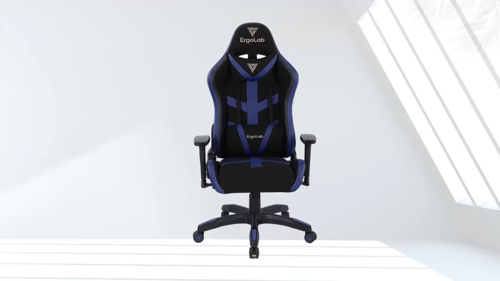 ErgoLab Armour Gaming Chair, Ergonomic Computer Chair, PC Chair with Premium Fabric and PU Leather, Adjustable Neck Pillow, 3D Adjustable Armrests, and Strong Nylon Base