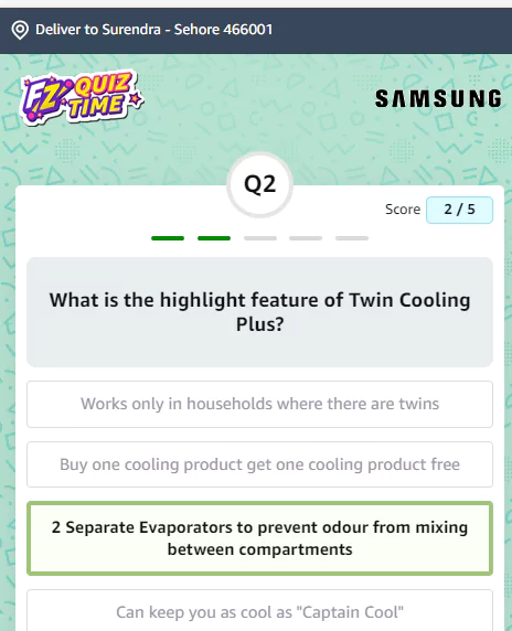 Amazon Samsung Refrigerator Quiz Question 2