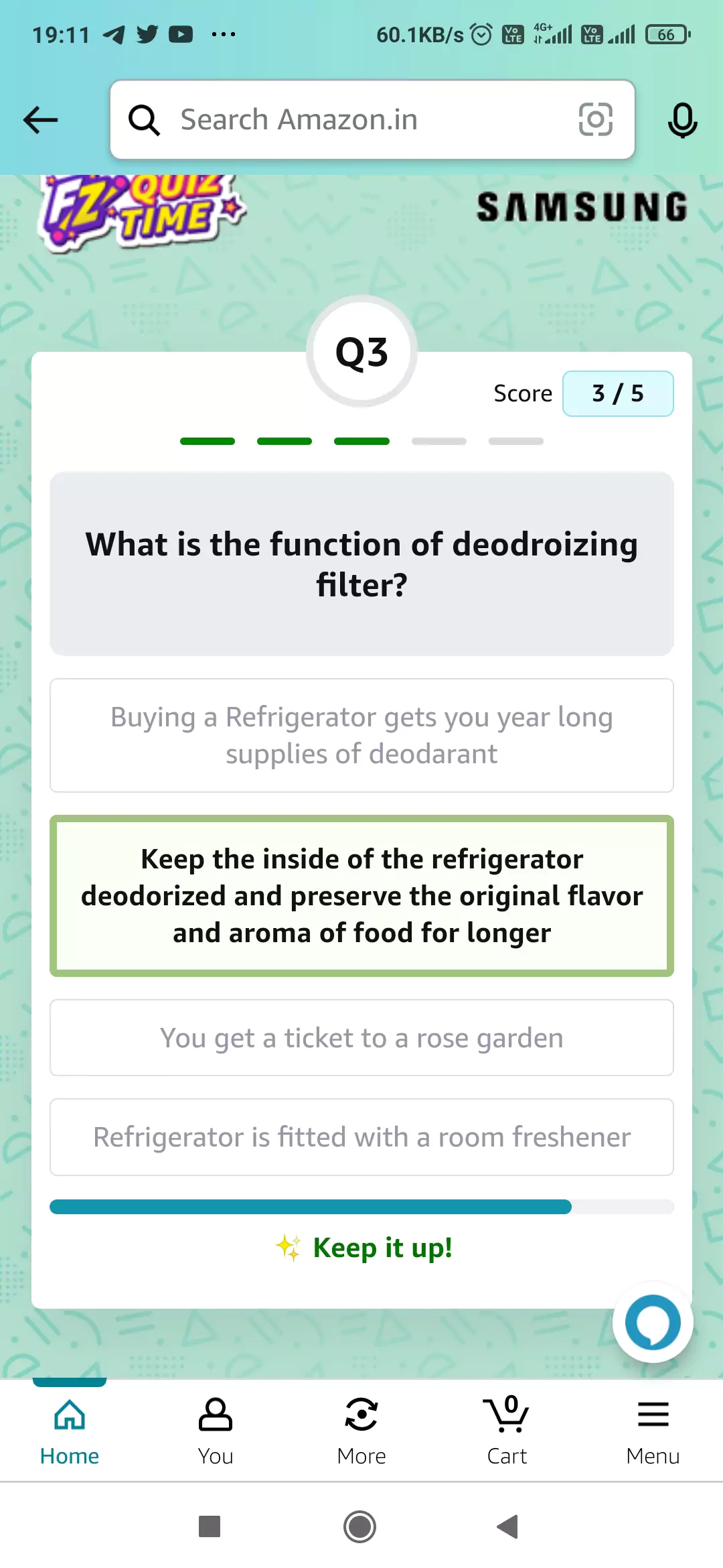 Amazon Samsung Refrigerator Quiz Question 3