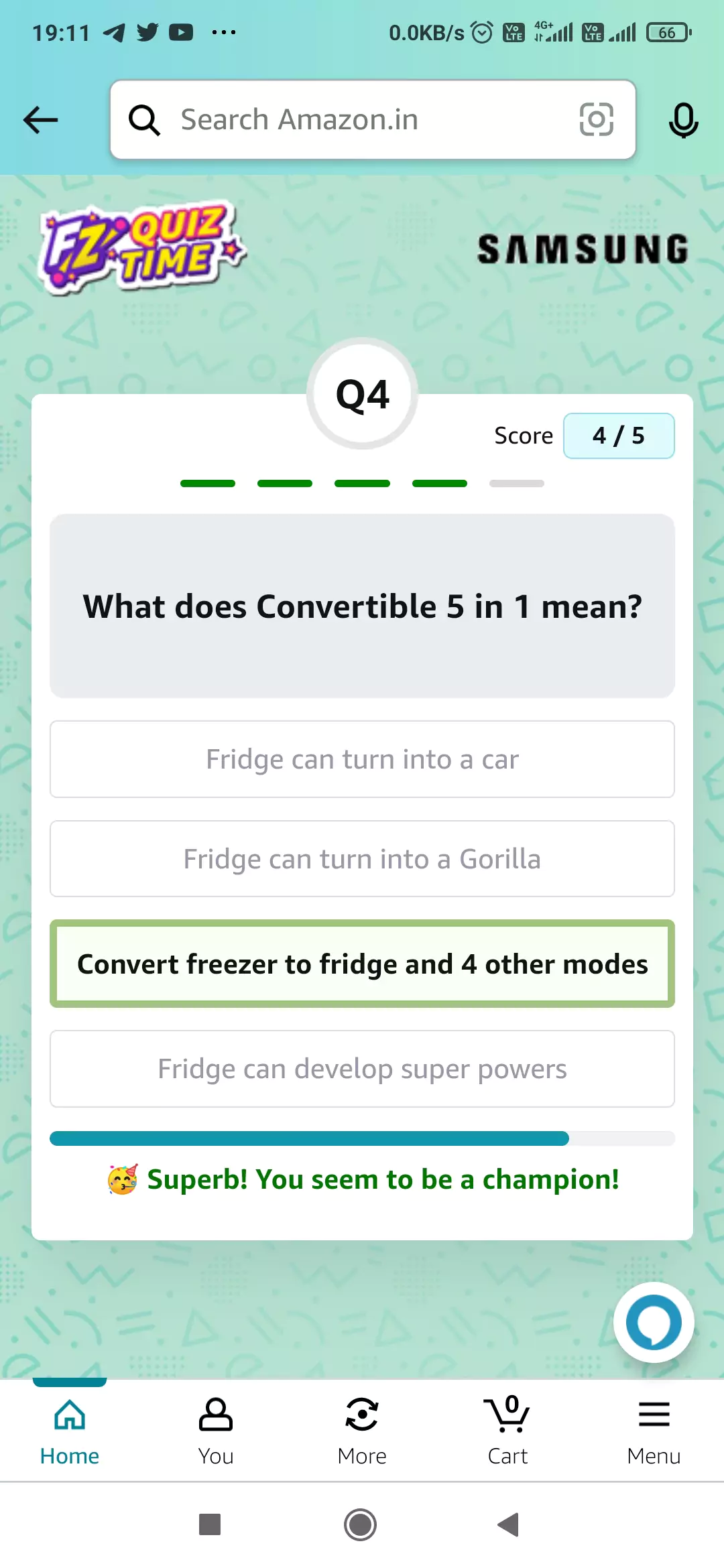 Amazon Samsung Refrigerator Quiz Question 4