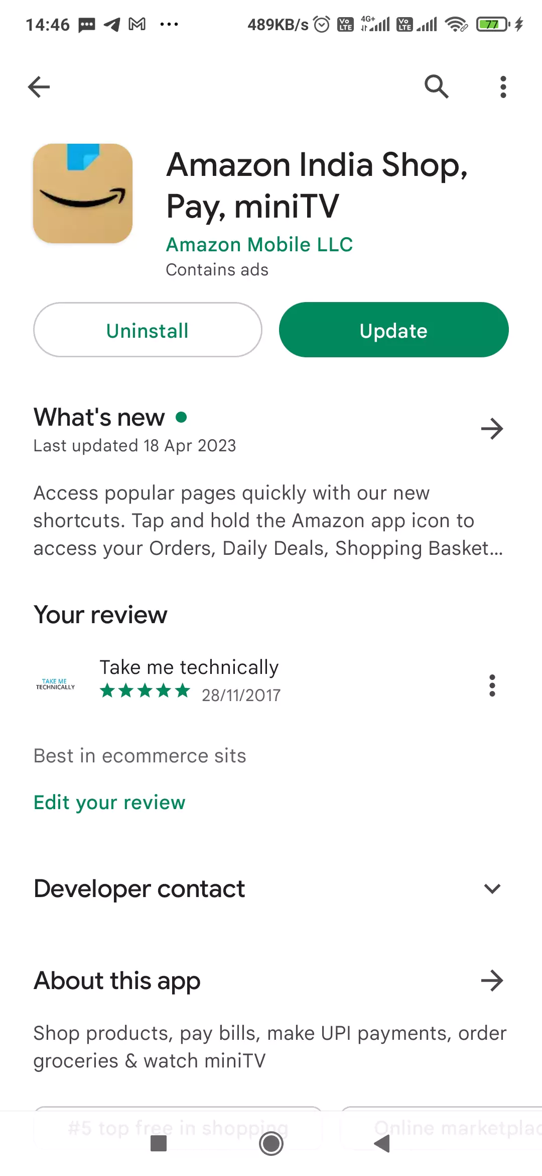 Step 2 Go to Google Play and search for "Amazon shopping app."