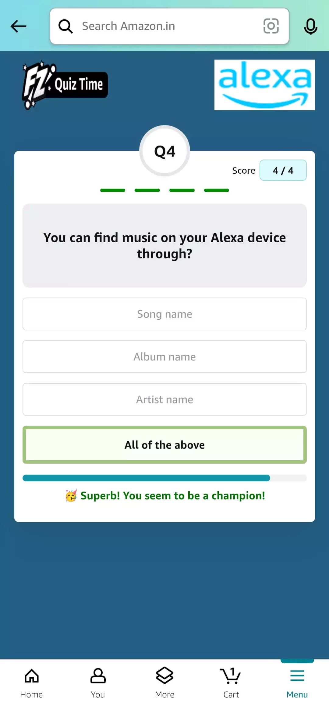 Amazon Alexa Quiz Answer 4