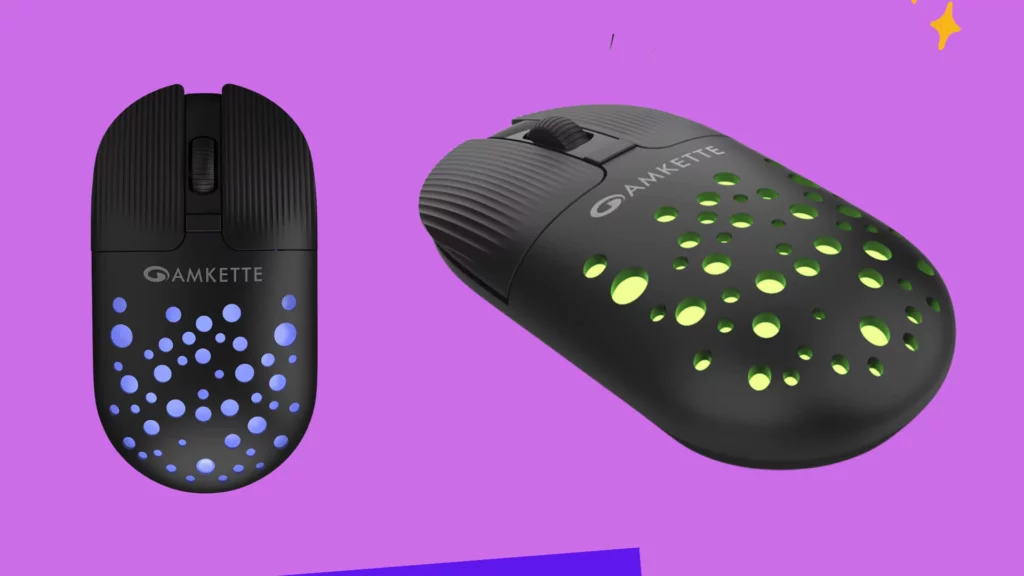 Amkette Hush Pro Spectra 2.4 GHz Silent Switch Wireless Mouse with Ergonomic Design, Rechargeable Battery, High Precision, 3 DPI Settings, LED Lights, and Smart Auto Sleep Function