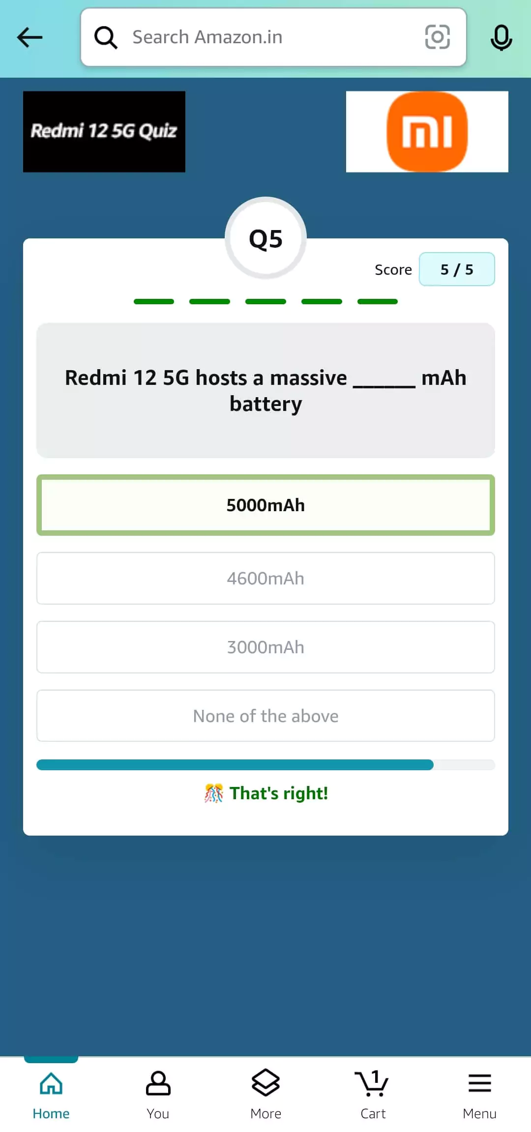 Redmi 12 5G Quiz 5 Answer