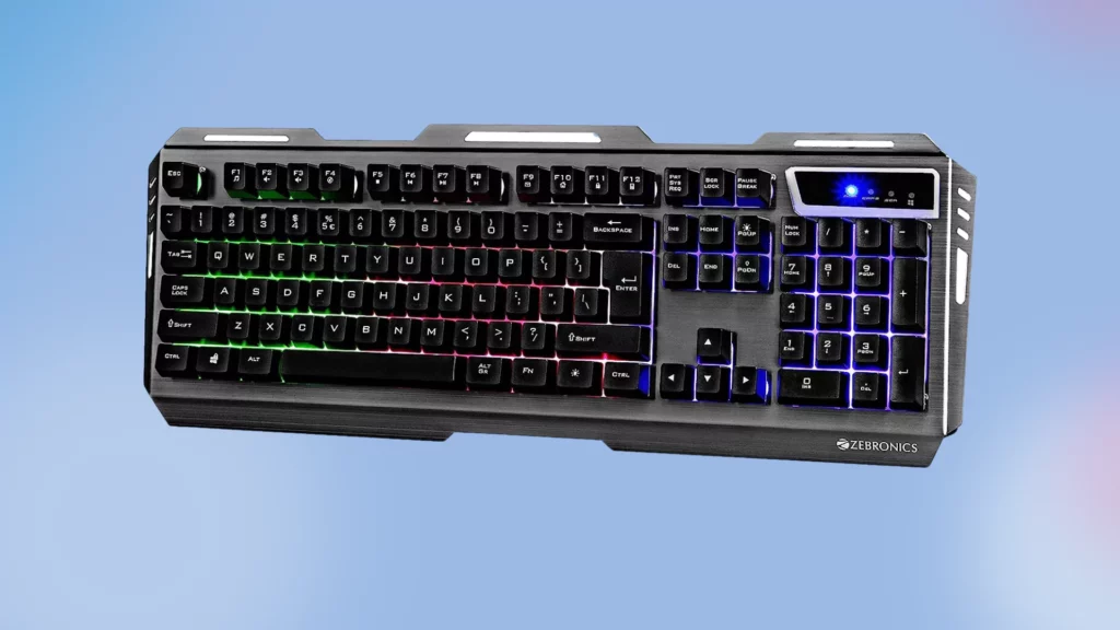 ZEBRONICS Transformer-k USB Gaming Keyboard with Multicolor LED Effect, Durable Al Body, Gold Plated USB, Braided Cable