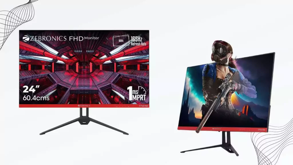 ZEBRONICS 24-inch 165Hz Gaming Monitor with IPS Panel, 1ms MPRT, HDR10, Free sync Support, and Built-in Speakers, and Ultra Slim Bezel-Less Design ZEB-S24A