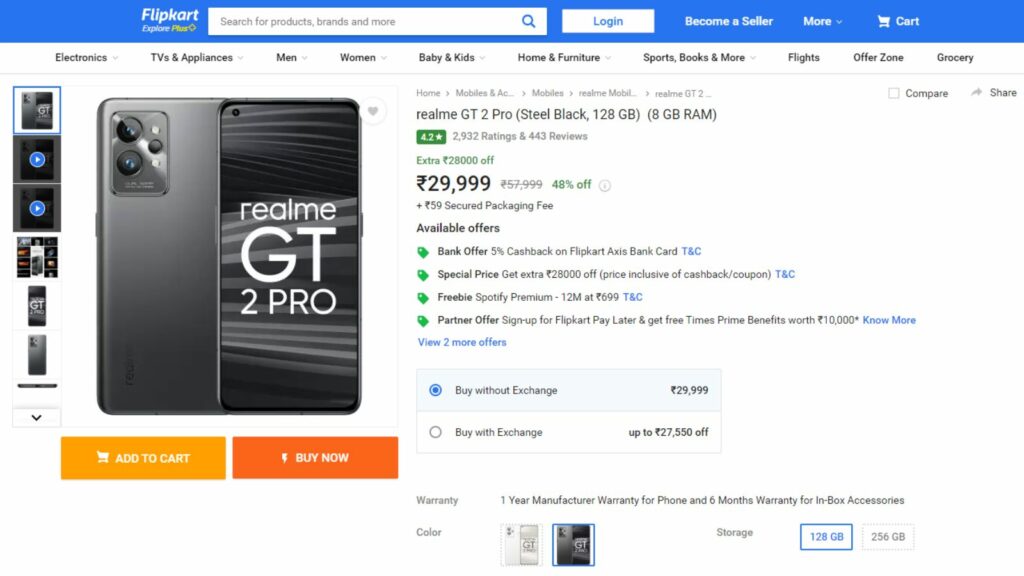 Flipkart Offers Massive Discount on realme GT 2 Pro: Save Rs. 20,000!