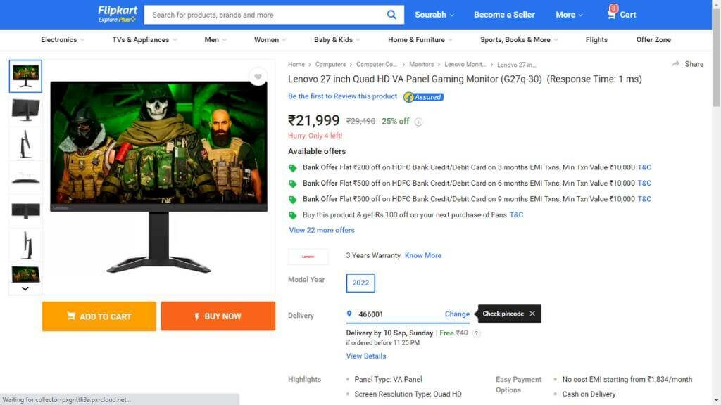 Lenovo 27-inch Quad HD VA Panel Gaming Monitor (G27q-30) Price Drops by Rs 1,500; Check Out the Offer on Flipkart