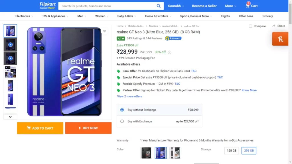 realme GT Neo 3 (8GB RAM 256GB ROM) Drops by Rs 10,000; Check Out the Offer on Flipkart