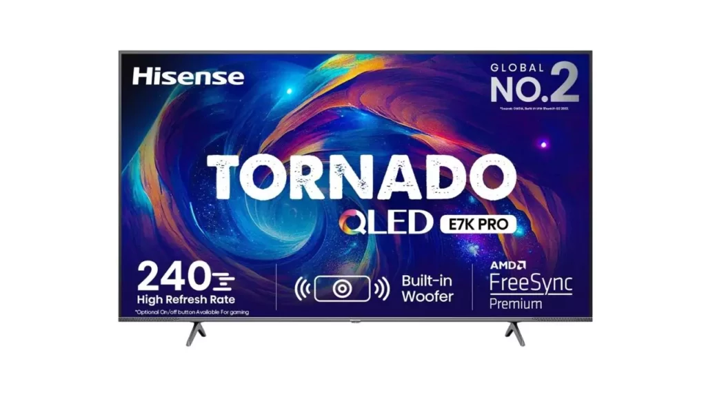 Hisense 139 cm (55 inches) Tornado Series 4K Ultra HD Smart QLED TV 55E7K PRO