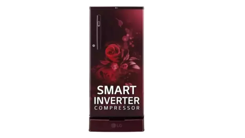 LG 185 L 4 Star Inverter Direct-Cool Single Door Refrigerator (2023 Model, GL-D199OSEY, Scarlet Euphoria, Base stand with drawer)