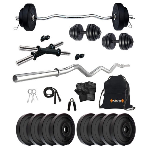 Kore PVC 16-30 Kg Home Gym Set with One 3 Ft Curl