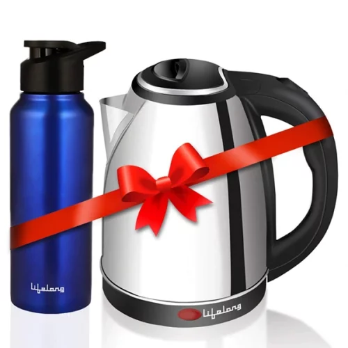 Lifelong LLEKBT01 Electric Kettle 1.5 Litre 1500W for Boiling Water, Soup with Leakproof 750 ML Stainless Steel Bottle Combo