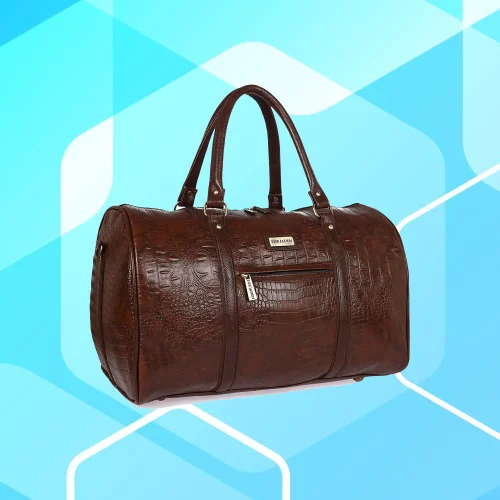 Fur Jaden Brown Leatherette Stylish Weekender Duffle Bag for Travel